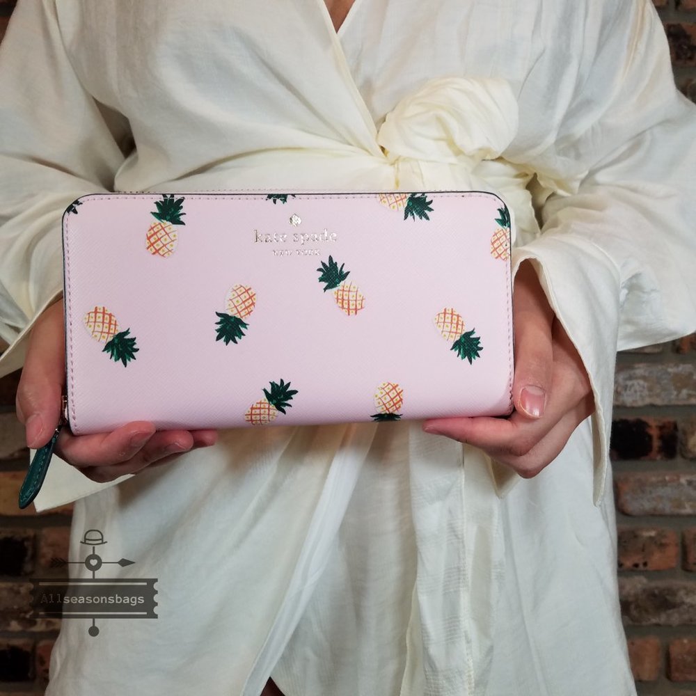 AUTHENTIC NWT Kate Spade Marlee Pink Pineapple Tote Continental Wallet SET - Picture 11 of 13